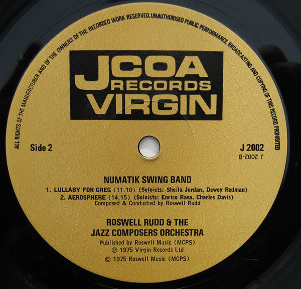 Roswell Rudd And The Jazz Composer's Orchestra : Numatik Swing Band (LP)