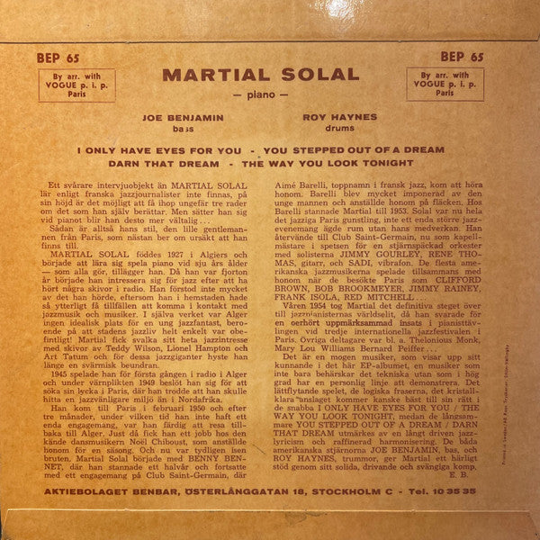 Martial Solal ~ Piano (Vinyl) - Djungel & Jazz