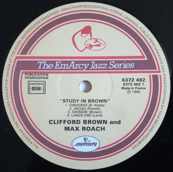 Clifford Brown And Max Roach : Study In Brown (LP, Album, Mono, RE)