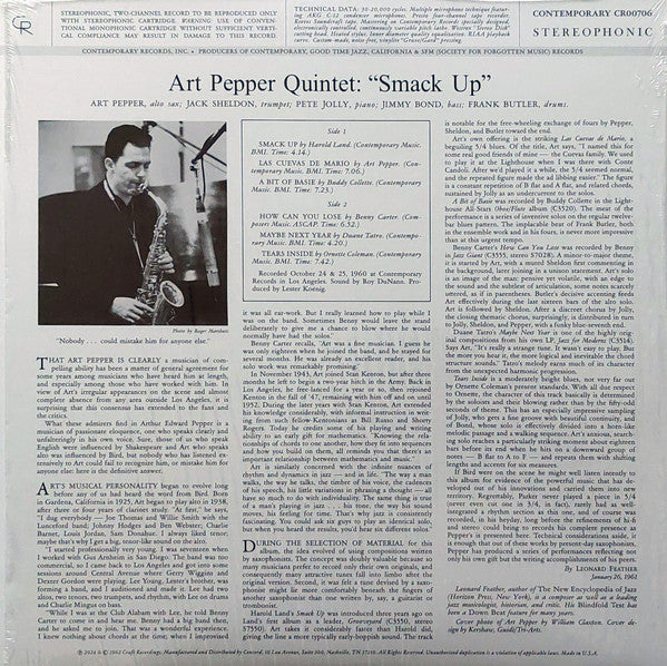 Art Pepper Quintet ~ Smack Up (Vinyl) - Djungel & Jazz