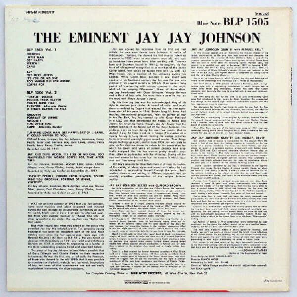 J.J. Johnson ~ The Eminent Jay Jay Johnson Volume 1 (Vinyl) - Djungel & Jazz