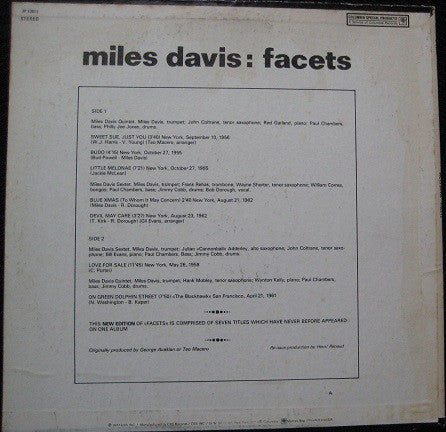 Miles Davis : Facets (LP, Comp, Mono, RE)