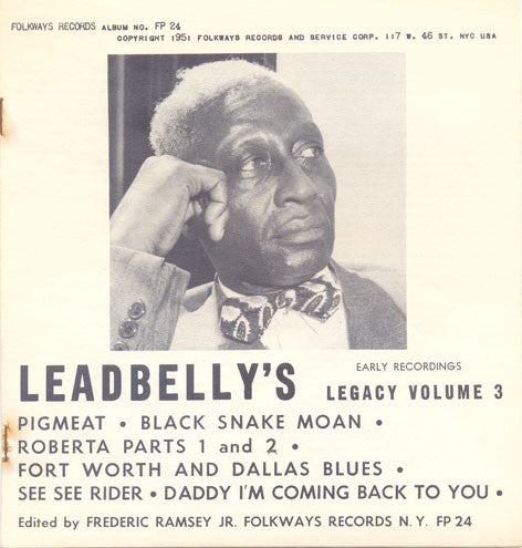 Leadbelly : Leadbelly's Legacy Volume 3: Early Recordings (10", Album)