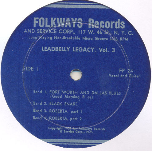 Leadbelly : Leadbelly's Legacy Volume 3: Early Recordings (10", Album)