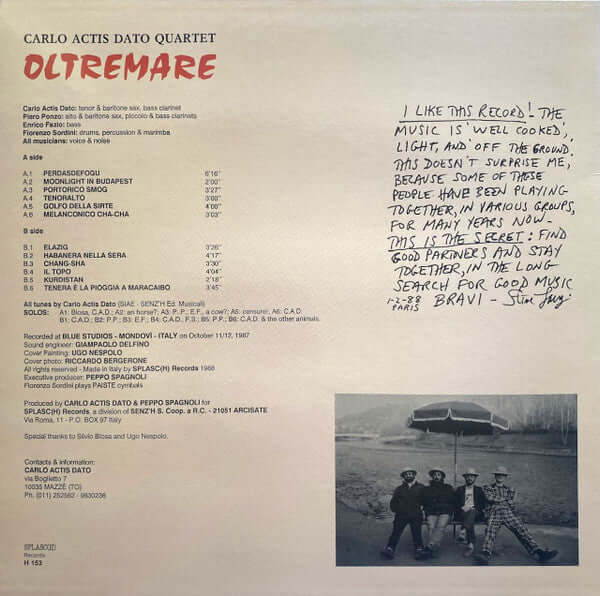 Carlo Actis Dato Quartet ~ Oltremare (Vinyl) - Djungel & Jazz