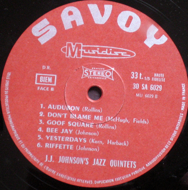 The J.J. Johnson Quintet : J.J. Johnson's Jazz Quintets (LP, Album, RE)