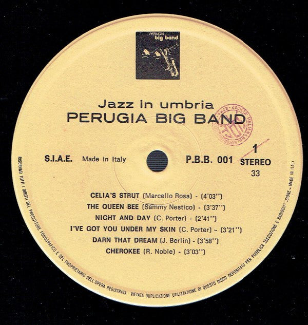 Perugia Big Band ~ Jazz In Umbria (Vinyl) - Djungel & Jazz