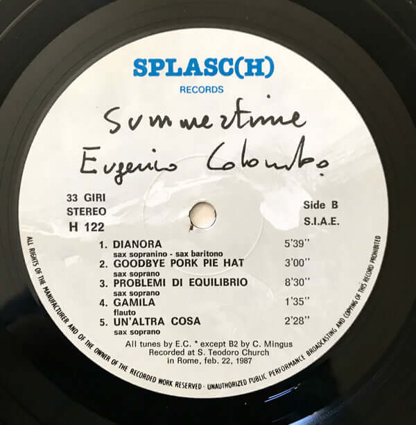 Eugenio Colombo ~ Summertime (Vinyl) - Djungel & Jazz