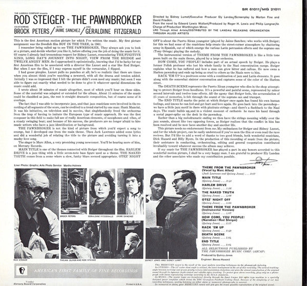 Quincy Jones And His Orchestra : The Pawnbroker (Explosive Motion Picture Score) (LP, Album)