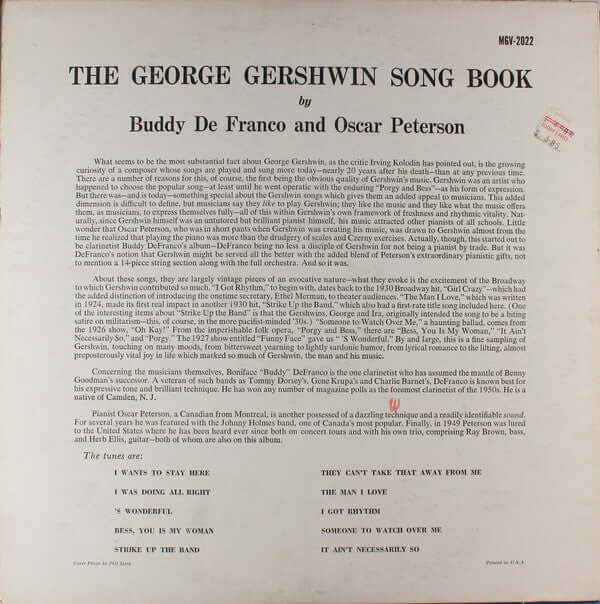 Buddy DeFranco And Oscar Peterson : The George Gershwin Song Book (LP, Album, Mono)