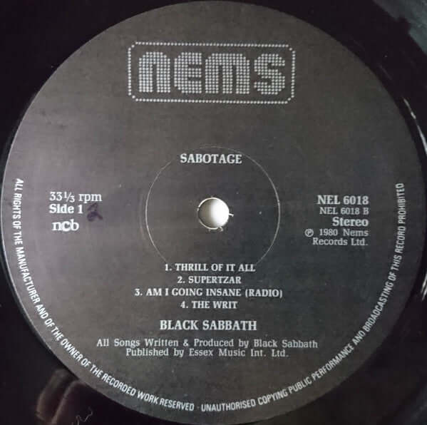 Black Sabbath : Sabotage (LP, Album, RE)