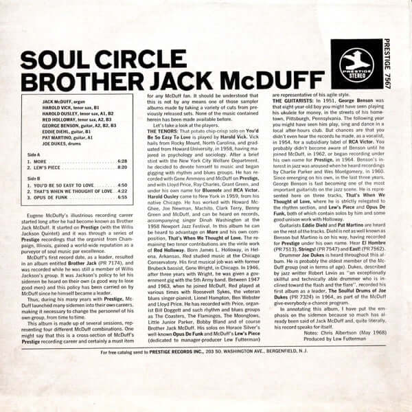 Brother Jack McDuff : Soul Circle (LP, Album)
