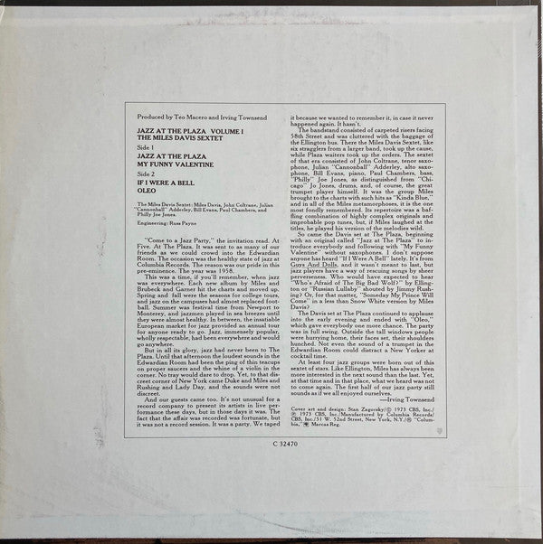 The Miles Davis Sextet : Jazz At The Plaza Vol. 1 (LP, Pit)