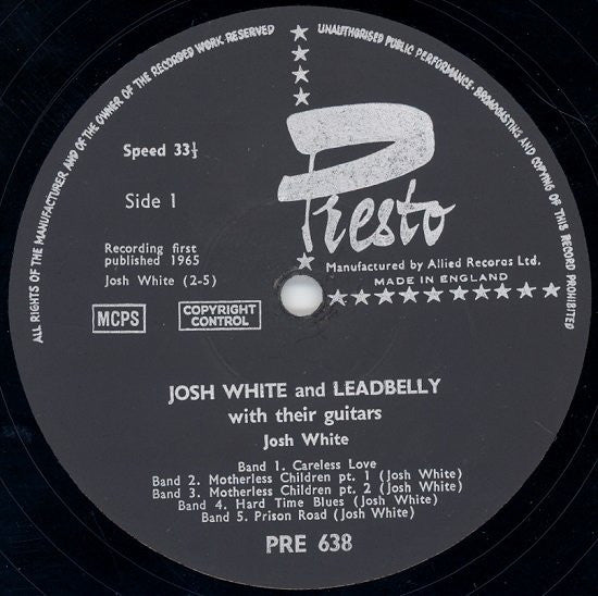 Josh White & Leadbelly : With Their Guitars (LP, Comp)