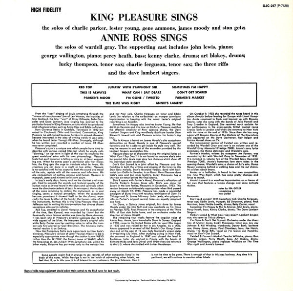 King Pleasure / Annie Ross : King Pleasure Sings / Annie Ross Sings (LP, Comp, RE, RM)