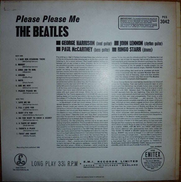The Beatles : Please Please Me (LP, Album, RE, Gra)