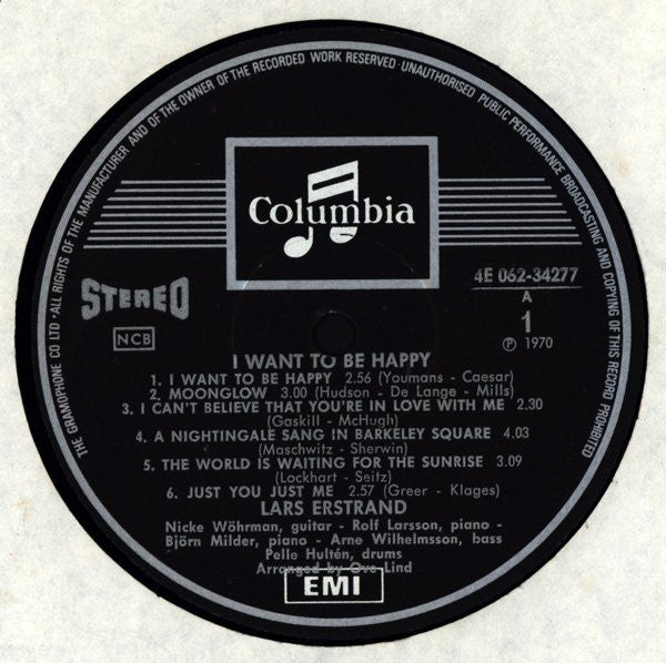 Lars Erstrand : I Want To Be Happy (LP, Album)