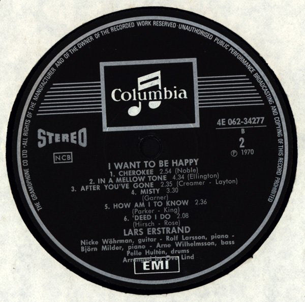 Lars Erstrand : I Want To Be Happy (LP, Album)