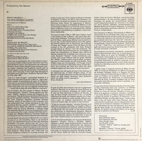 The Dave Brubeck Quartet : Bravo! Brubeck! (LP, Album)
