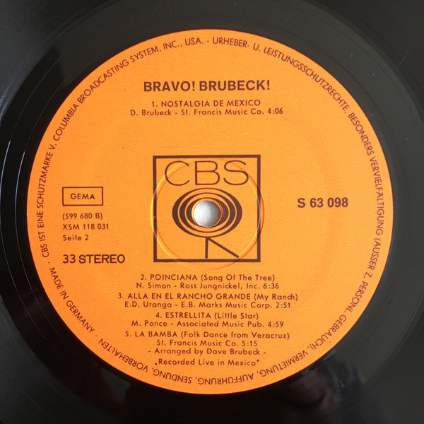 The Dave Brubeck Quartet : Bravo! Brubeck! (LP, Album)