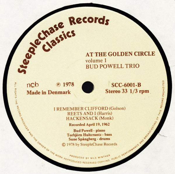 The Bud Powell Trio : At The Golden Circle Volume 1 (LP, Album)