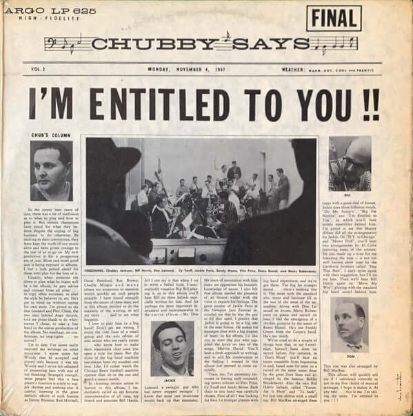 Chubby Jackson's Big Band ~ I'm Entitled To You!! (Vinyl) - Djungel & Jazz
