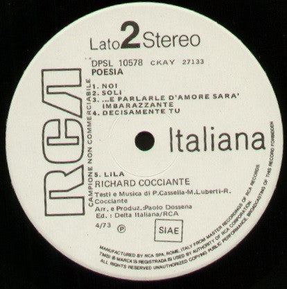 Riccardo Cocciante ~ Poesia (Vinyl) - Djungel & Jazz