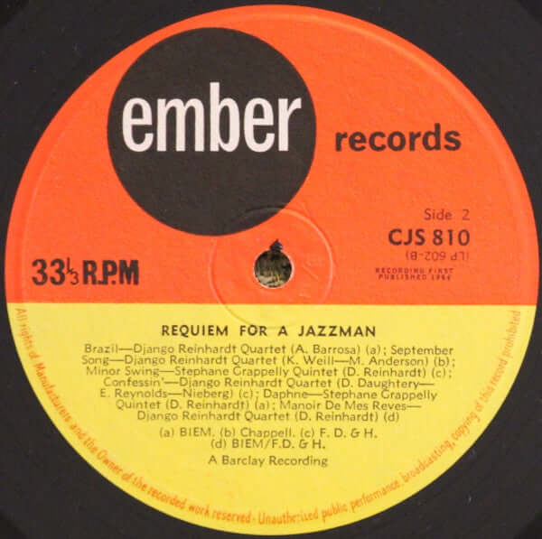 Django Reinhardt / Stéphane Grappelli : Requiem For A Jazzman (LP, Comp)
