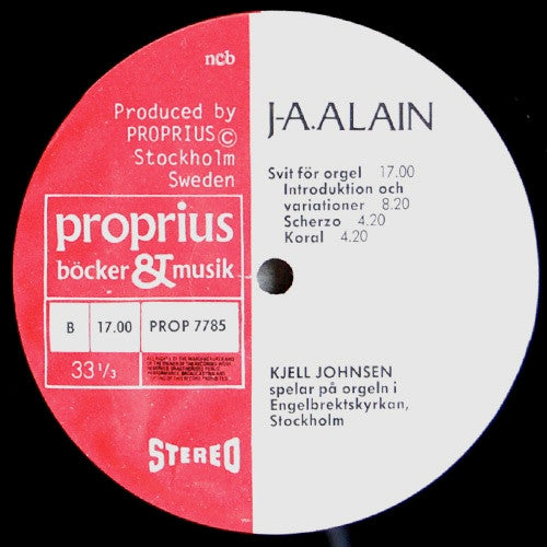 Kjell Johnsen - Francis Poulenc / Jehan Alain ~ Concerto Pour Orgue / Suite Pour Orgue (Vinyl) - Djungel & Jazz