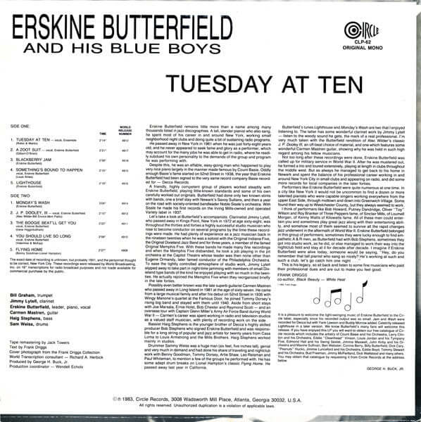 Erskine Butterfield And His Blue Boys : Tuesday At Ten (LP, Mono)