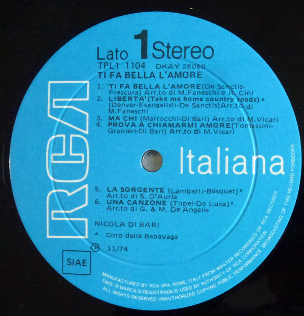 Nicola Di Bari ~ Ti Fa Bella L'Amore (Vinyl) - Djungel & Jazz