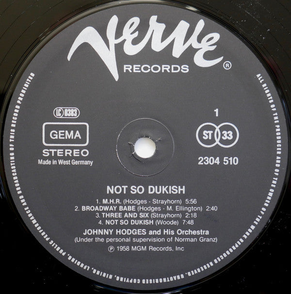 Johnny Hodges And His Orchestra : Not So Dukish (LP)