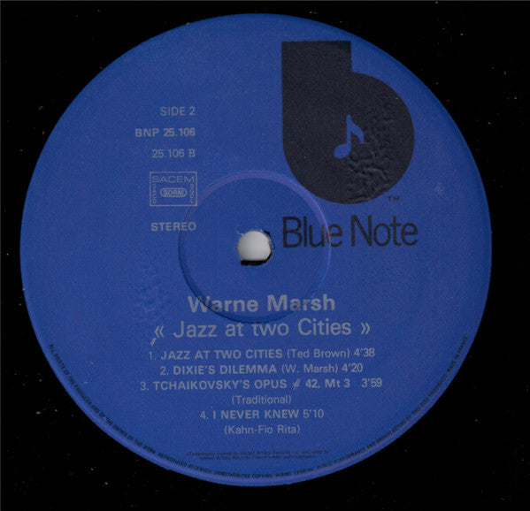 Warne Marsh : Jazz Of Two Cities (LP, Album, RE)