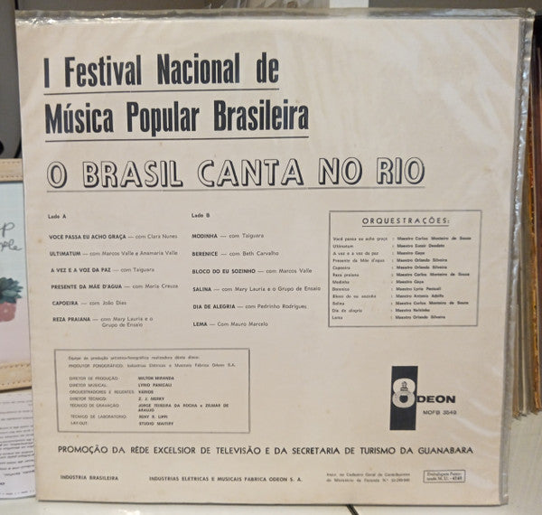 Various : 1º Festival Nacional Música Popular Brasileira – O Brasil Canta No Rio (LP, Comp, Mono, Card, Promo)