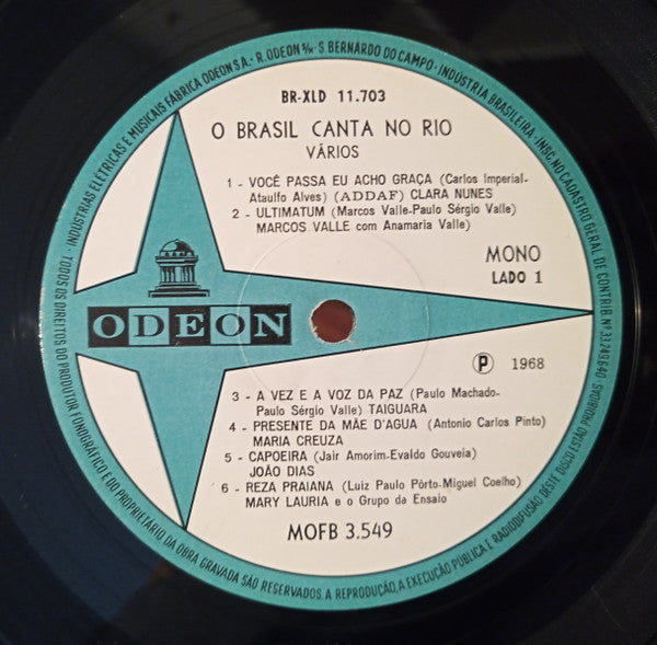 Various : 1º Festival Nacional Música Popular Brasileira – O Brasil Canta No Rio (LP, Comp, Mono, Card, Promo)