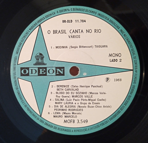 Various : 1º Festival Nacional Música Popular Brasileira – O Brasil Canta No Rio (LP, Comp, Mono, Card, Promo)