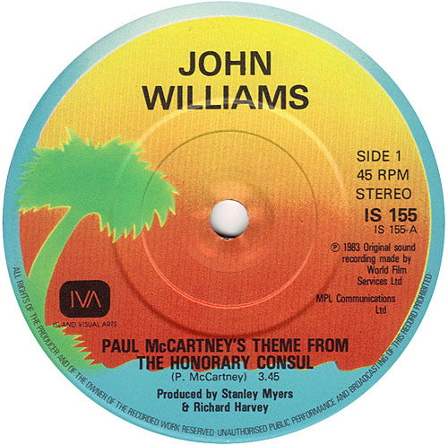 John Williams (7) : Paul McCartney's Theme From The Honorary Consul (7", Single)