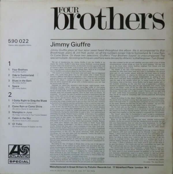 Jimmy Giuffre : Four Brothers (LP, Album, RE)