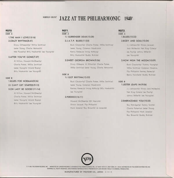 Jazz At The Philharmonic ~ 1940s (Vinyl) - Djungel & Jazz