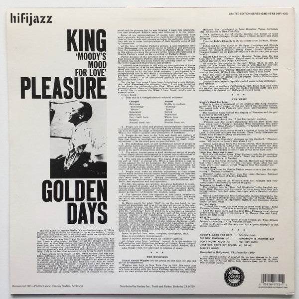 King (Moody's Mood For Love) Pleasure ~ Golden Days (Vinyl) - Djungel & Jazz