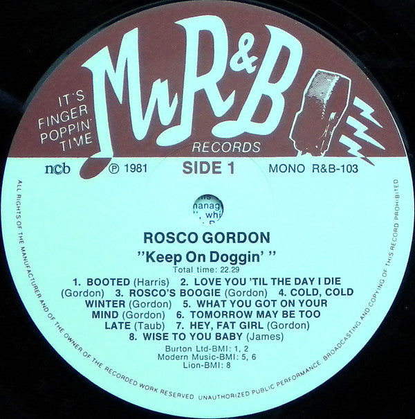 Rosco Gordon : Keep On Doggin' (LP, Comp, Mono)