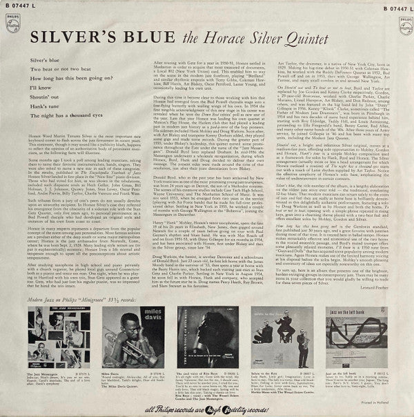 The Horace Silver Quintet : Silver's Blue (LP, Album)
