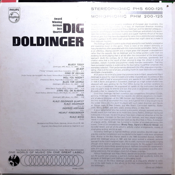 Klaus Doldinger : Dig Doldinger (LP, Album, Mono)