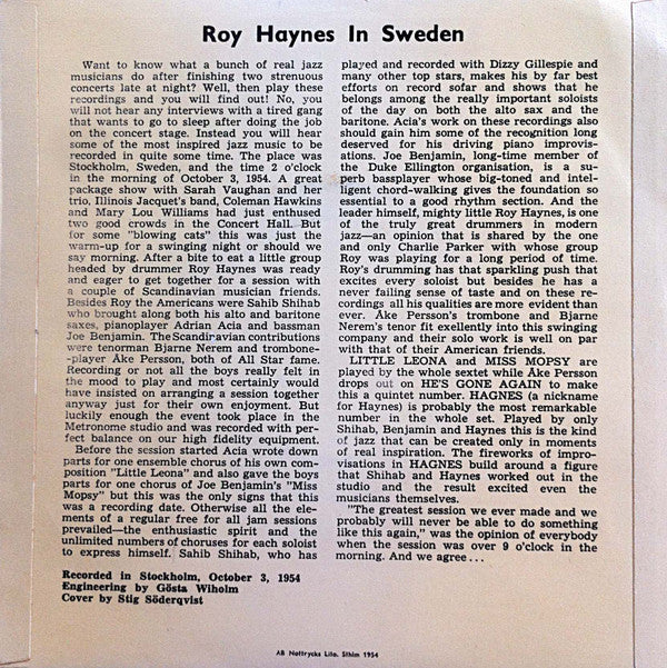 Roy Haynes : Swingin' With Roy Haynes Vol. 2 (7", EP)