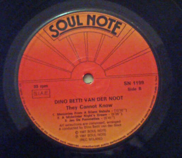 Dino Betti Van Der Noot ~ They Cannot Know (Vinyl) - Djungel & Jazz