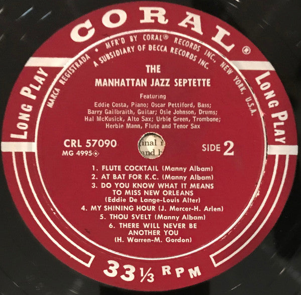 The Manhattan Jazz Septette : The Manhattan Jazz Septette (LP, Album)