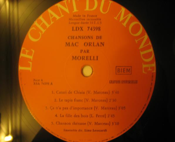 Monique Morelli ~ Mac Orlan (Vinyl) - Djungel & Jazz