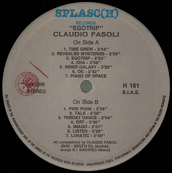 Claudio Fasoli ~ Egotrip (Vinyl) - Djungel & Jazz