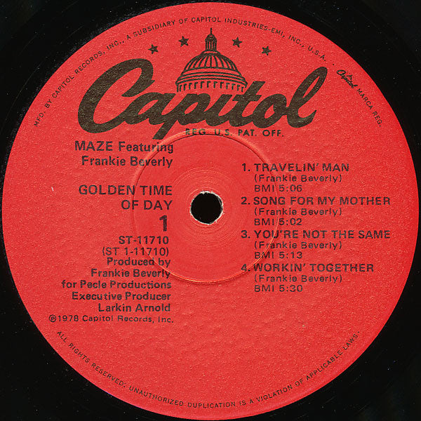 Maze Featuring Frankie Beverly : Golden Time Of Day (LP, Album, Win)