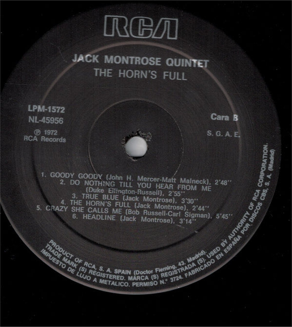 The Jack Montrose Quintet, Red Norvo : The Horn's Full (LP, Album, RE)